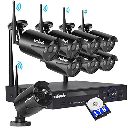 [1TB HDD Pre-Installed] Zclever 8 Channel 720p HD Wireless Security Camera System with 8 HD Outdoor Wireless IP Cameras with Night Vision