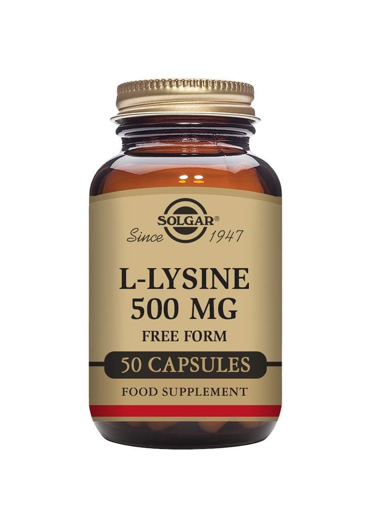 Solgar L-Lysine 500mg Vegetable Capsules - Pack of 50 - Essential Amino Acid - Vegan, Vegetarian, Kosher