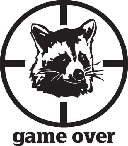 Car Stickers Decals Game Over Racoon Sticker 3-4" inch - White