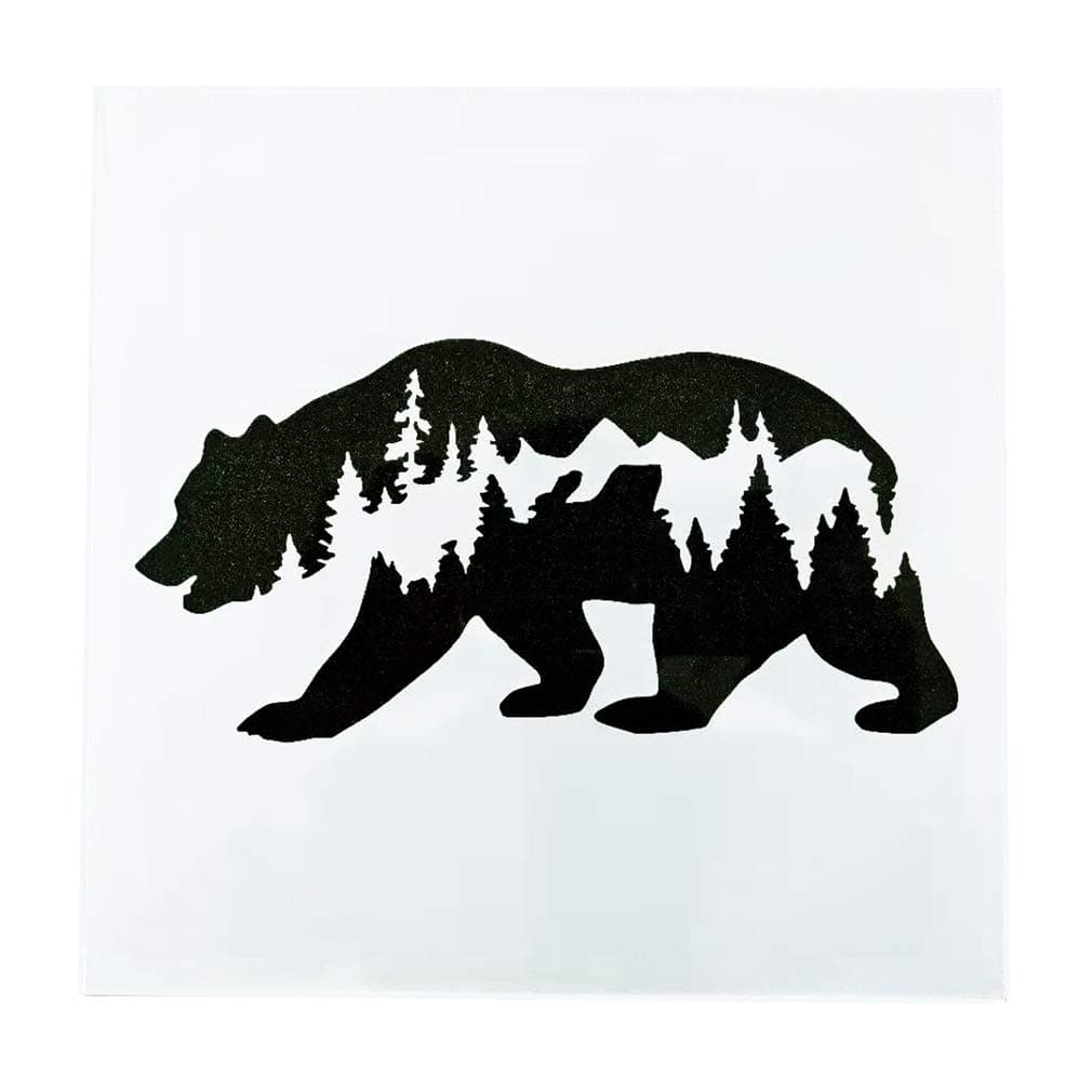 Forest Bear DIY Craft Hollow Layering Stencils for Painting on Wood, Fabric, Walls,Decorative, Airbrush + More | Reusable 7.87x 7.87 inch Mylar Template