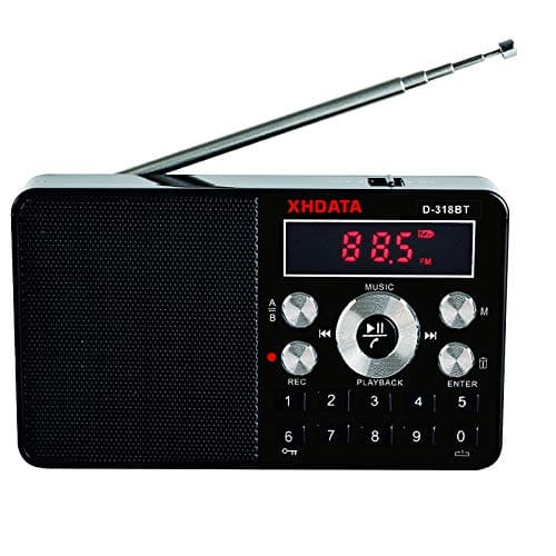 XHDATA D-318BT MP3 Player, Portable Radio, FM Radio, Bluetooth Speaker, Recording, A-B Repeat, AUX Input, Compact Ultra Lightweight, Gift for Kids Learning