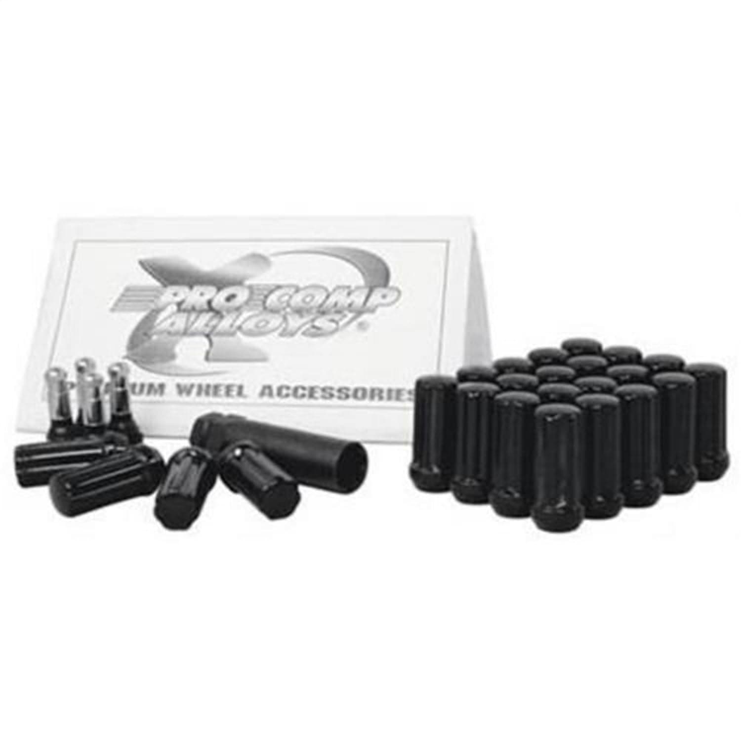 Pro Comp Wheels 16143B Lug Nut Kit 14 x 1.5 HT Spline 5 Lug Kit w/Valve Stem Black Lug Nut Kit