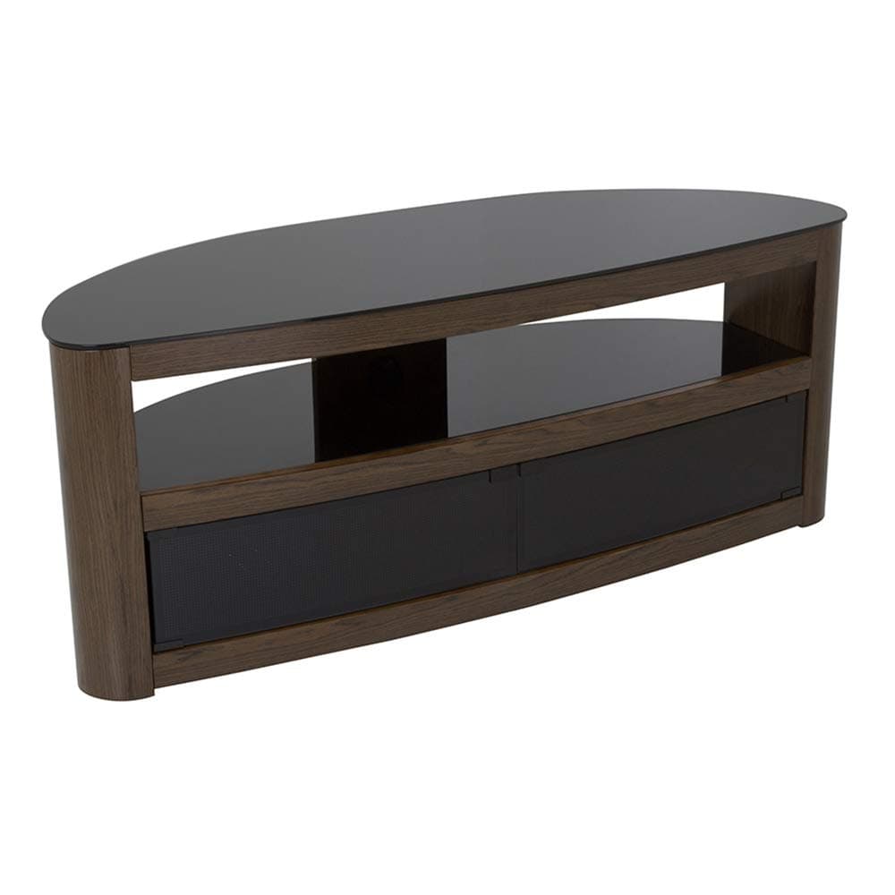 AVF Burghley Affinity Curved TV Stand 1250 Walnut/Black Glass