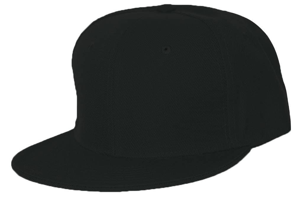 Flat BillPlain Fitted Flat Bill Hat - Black