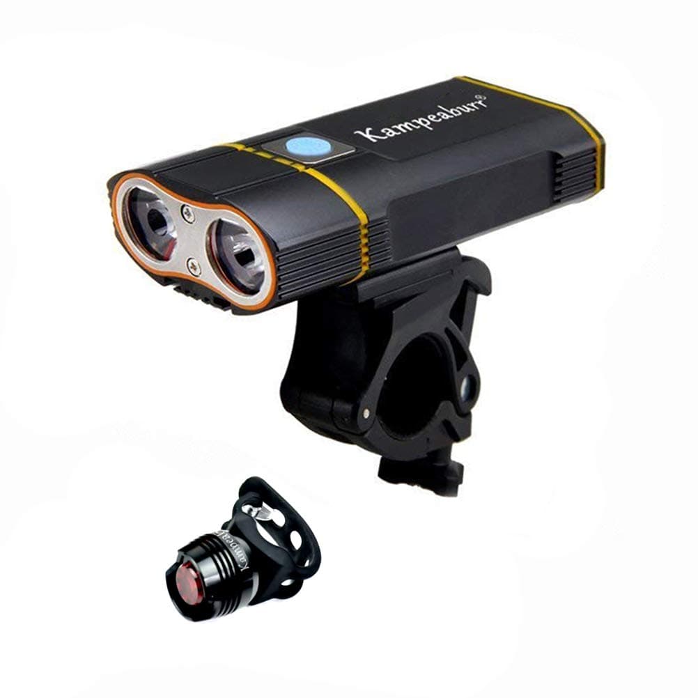 Kampeaburr 1800 Lumens Headlights and Taillights Set Mountain USB Bike Light LED Bicycle Lights Headlight Flashlight Night Lighting, for Kids, Women's and Men's
