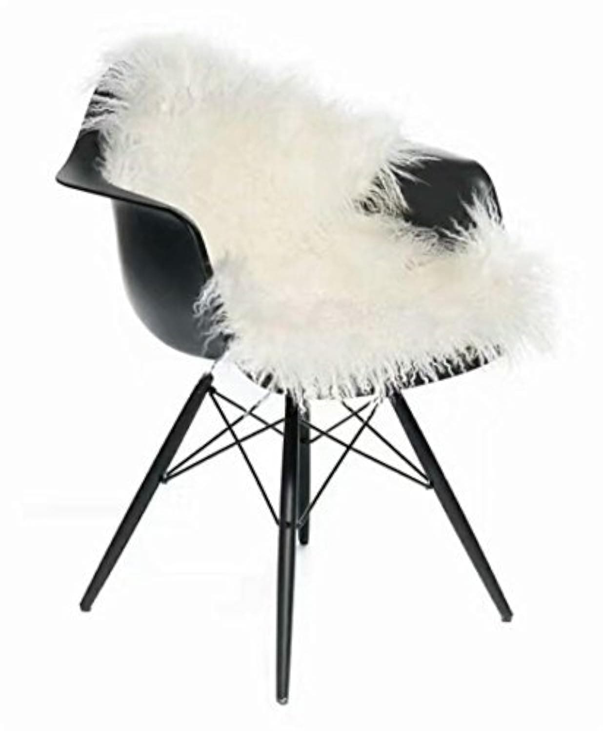 Genuine Tibetan Mongolian Lamb Sheepskin Fur Pelt Throw Fur Area Rug Carpet Chair Cover with Fluffy Thick Decorativeas Throw Rug in Living Room White