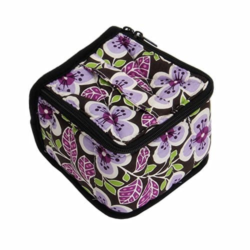 Weljoy Essential Oil Carrying Case Holds 16 Bottles (5mL, 10mL and 15mL) 4inch high Holds10ml, 15ml,30ml Smooth Zippers Essential Oil Organizer (Purple Flowers)