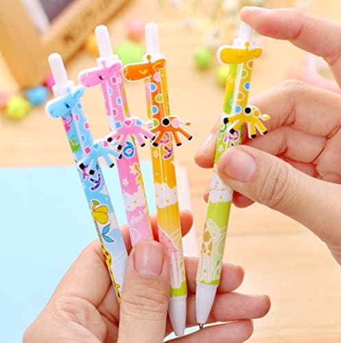 4Pcs Cute Cartoon Ball Pens Plastic Kawaii korean Stationery fancy giraffe pen school supplies Gifts- Office and Student Stationery