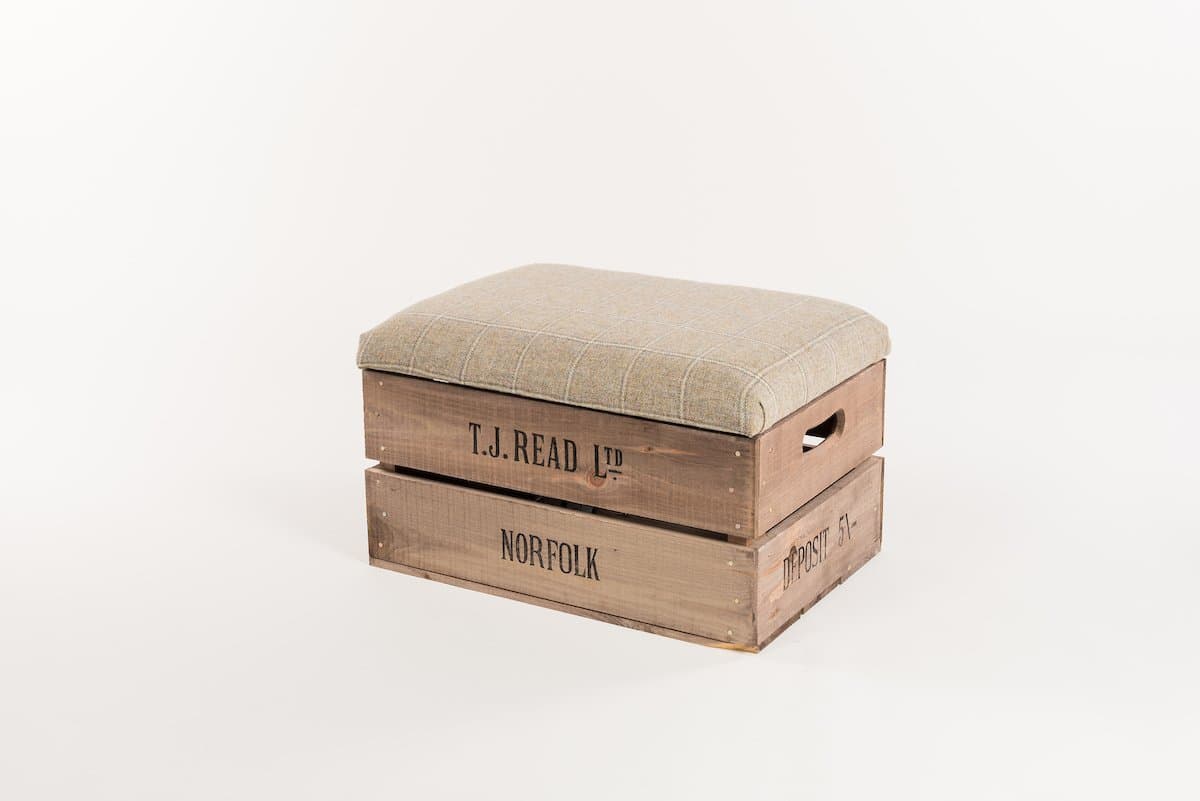 Barn Owl Tweed Apple Crate Footstool