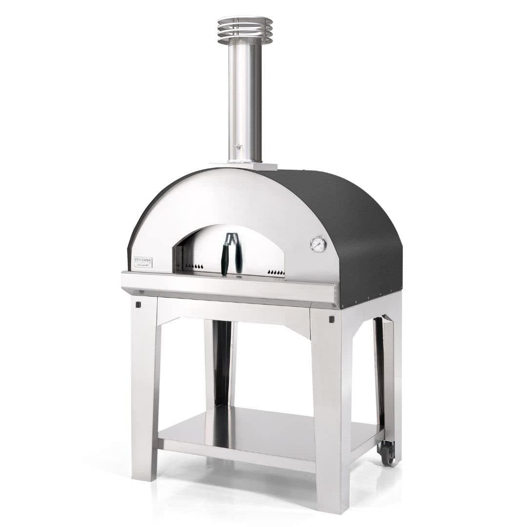 Mangiafuoco Wood-Fired Outdoor Portable Pizza Oven, Gray - With Cart and Cover
