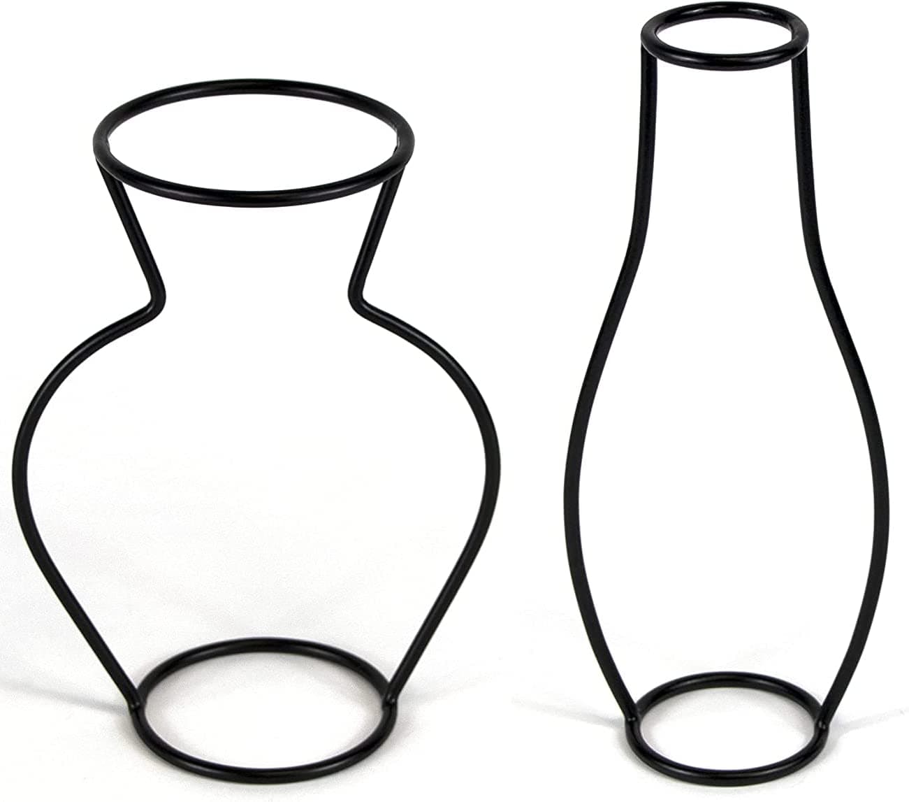 Wrenbury Outline Vase Black Set of 2 - Silhouette Vase Frame - Minimalist Home Decor for Flower Strands Including Lilies - Modern Wire Vase Decor for Bedroom, Office or Living Room - Style 2