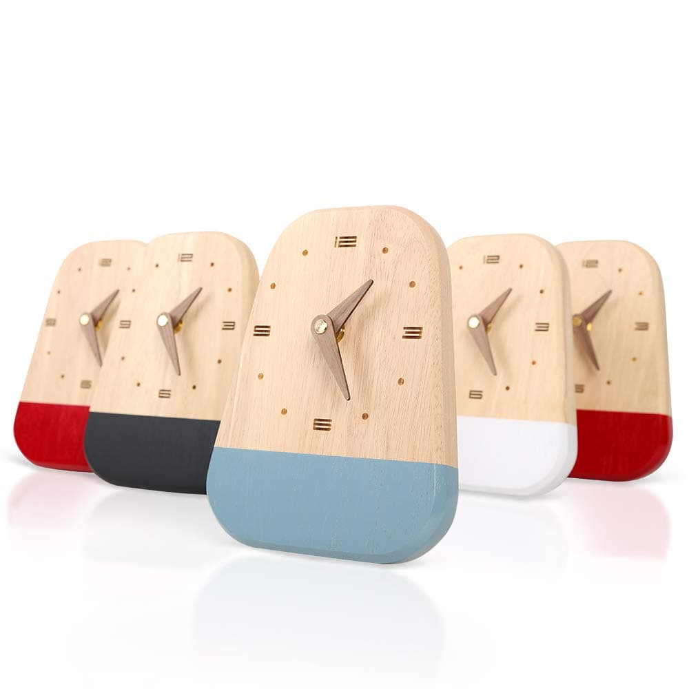 Modern Desk & Wall Clock - Battery Operated Silent Non Ticking Decorative for Living Room Office Bedroom Kitchen/Great Gift (Grey Blue)