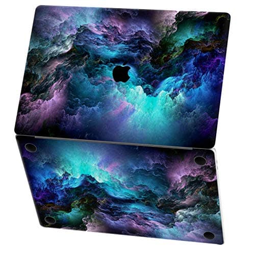Mertak Vinyl Skin Compatible with MacBook Air 13 inch Mac Pro 16 15 Retina 12 11 2020 2019 2018 2017 Clouds Touch Bar Blue Wrap Keyboard Psychedelic Sticker Sky Print Trackpad Purple Decal Space