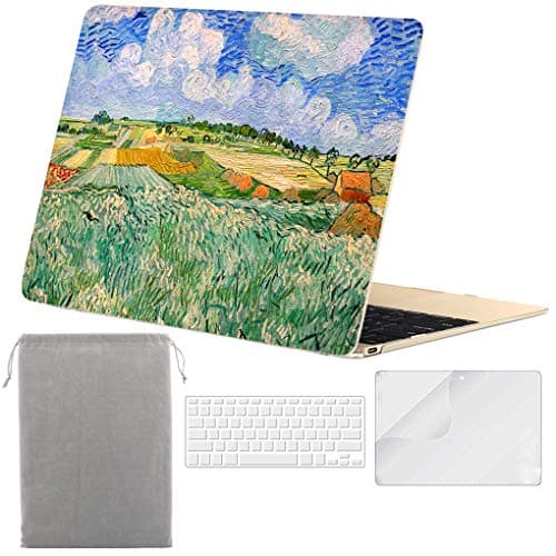 Sykiila for MacBook 12 inch Case 4 in 1 Hard Shell Case & Sleeve & Keyboard Cover & HD Screen Protector for Model A1534 with Retina Display - Oil Painting
