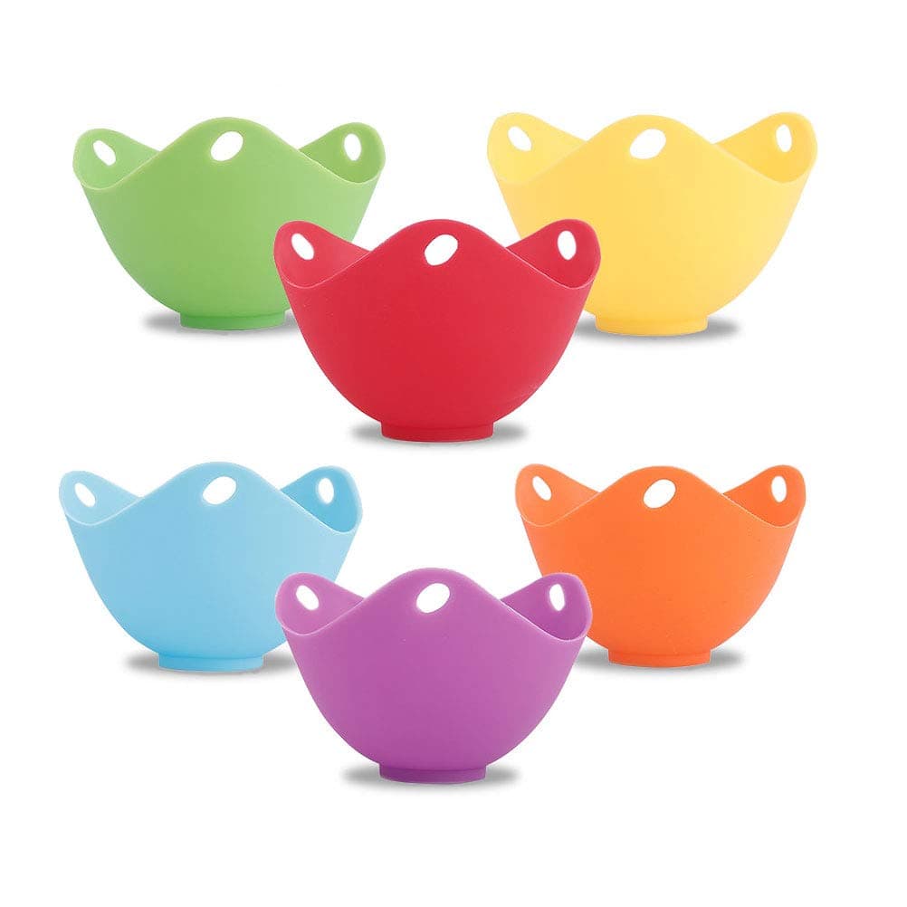 6pcs Egg Poacher with Stand Design FDA Mini Silicone Egg Poacher Cups Egg Cooker No BPA Egg Bites Molds Poached Egg Maker Cups, for Microwave, Egg Poacher Pan, Egg Cookware, Stovetop