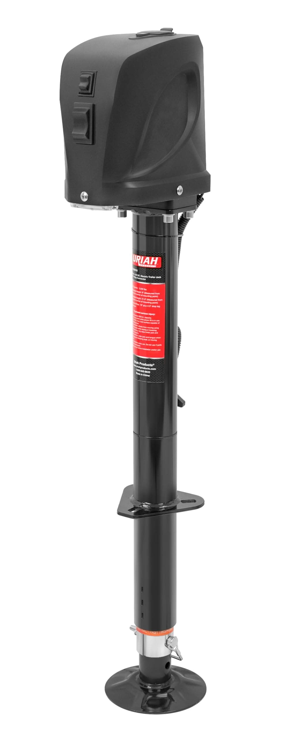 Uriah Products Electric Trailer Jack with 7-Way Connector, 12V, 5000 Lbs Lift Capacity - Heavy-Duty Stabilizer for RV, Boat, Utility, and Off-Road Vehicles