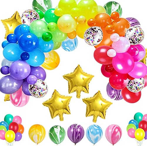 OTMVicor Rainbow Balloon Arch Kit,116pcs Colorful Balloons Garland Kit,Multicolour Foil Balloons for Birthday