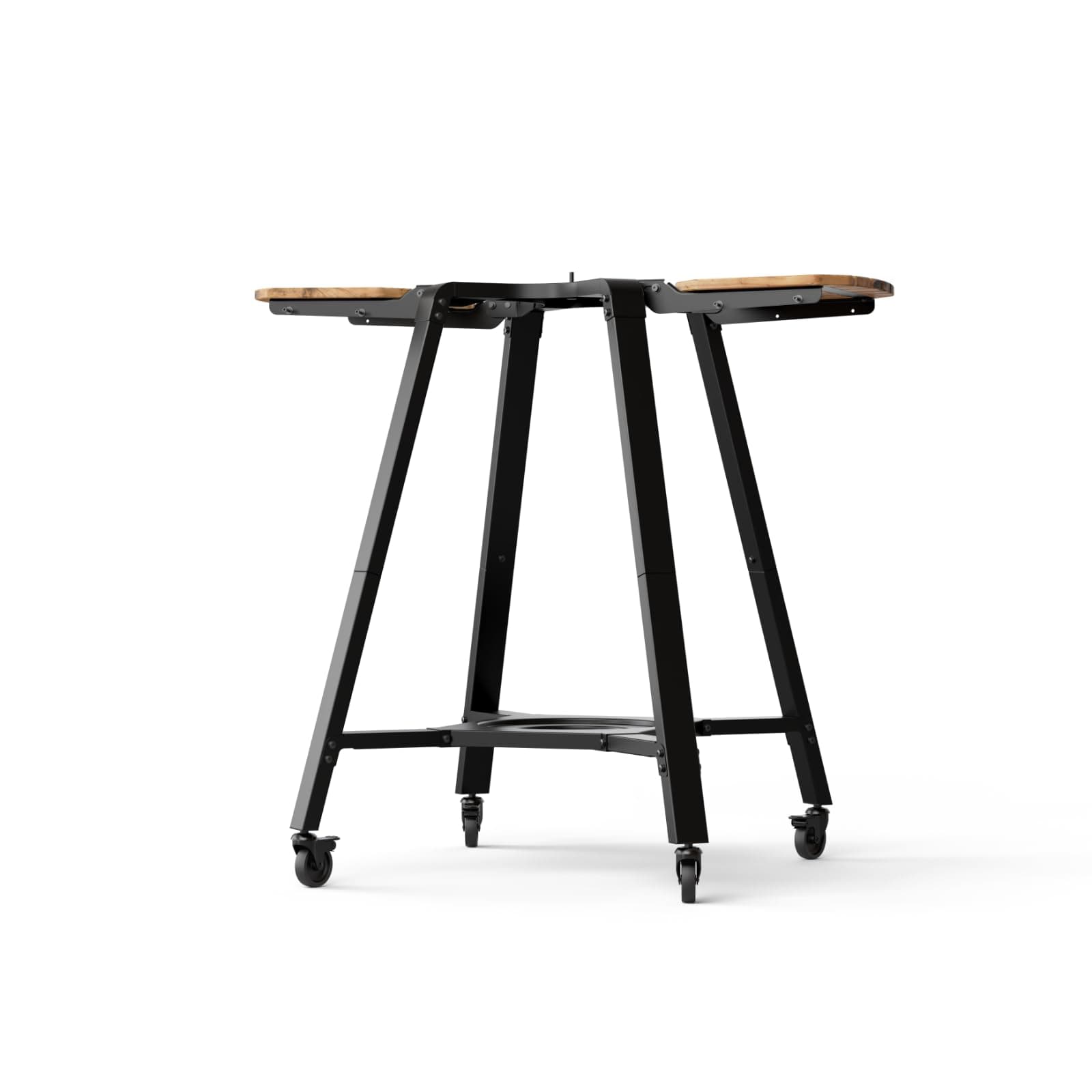 Arc & Arc XL Pizza Oven Stand, Outdoor Stand with Locking Wheels, Adjustable Wood Wings for Ingredients and Tools, Hanging Hooks for Cookware