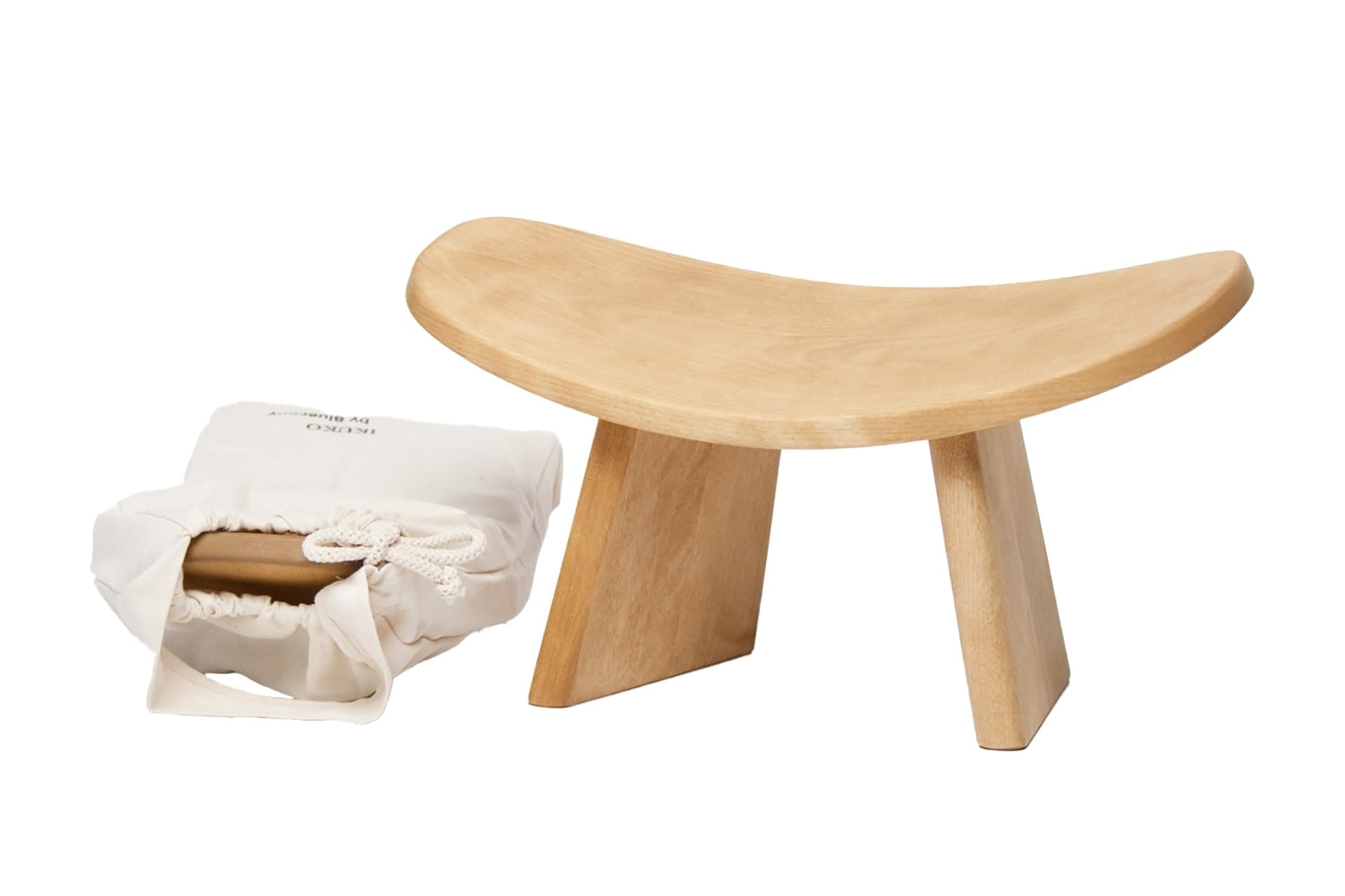 BLUECONY Meditation Bench IKUKO Original, Portable Version with Bag, Locally Handmade Wooden Kneeling Ergonomic Seiza Seat, Prana Yoga - 2 Colors, 3 Height Sizes