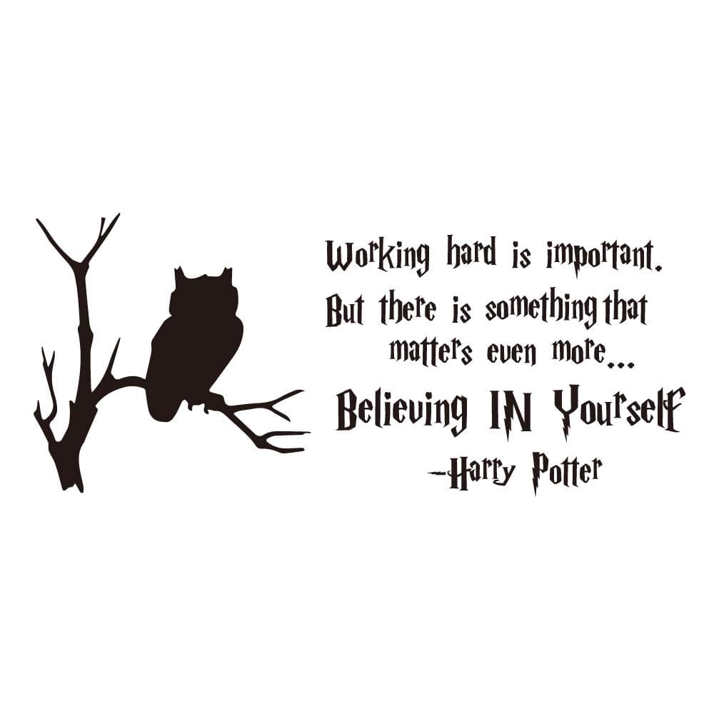 Working Hard is Important But There is Something That Matters Even More… Believing in Yourself Vinyl Wall Decal Inspirational Quotes Owl Tree Art Letters Kid's Room Movie Décor