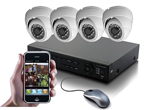 DVRDeal Megapixel 720P 4 Channel DVR with 1TB Hard Drive Camera Kit, Surge-Protected, Commercial Grade, 1080P HDMI Resolution Weatherproof Night Vision Camera Complete Package, Plug&Play, Email Notification