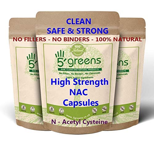 NAC N-Acetyl-Cysteine 1600mg High Strength Per Serving – 120 Vegan Friendly Capsules- 100% Natural, No Fillers or Binders – Made in The UK by 5greens