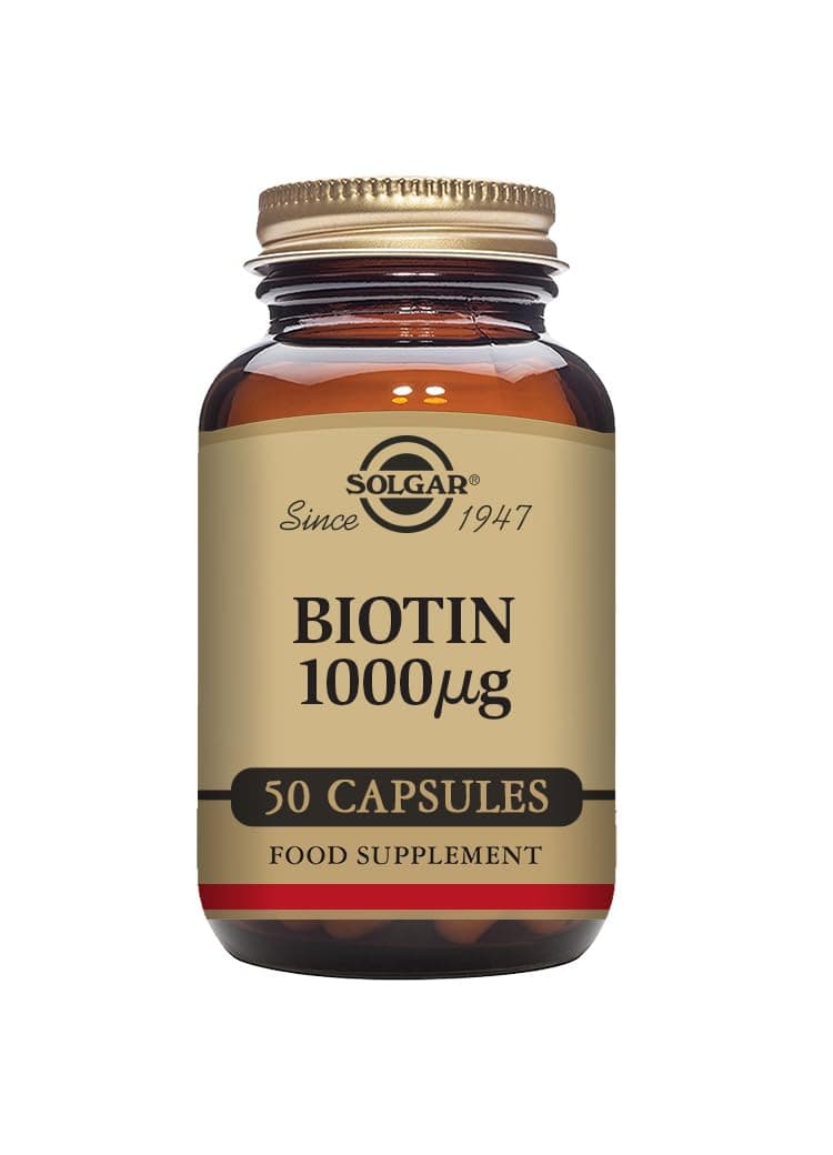 Solgar Biotin 1000 µg Vegetable Capsules - Pack of 50 - for Healthy Hair and Skin - Promotes Energy and Vitality - Vegan