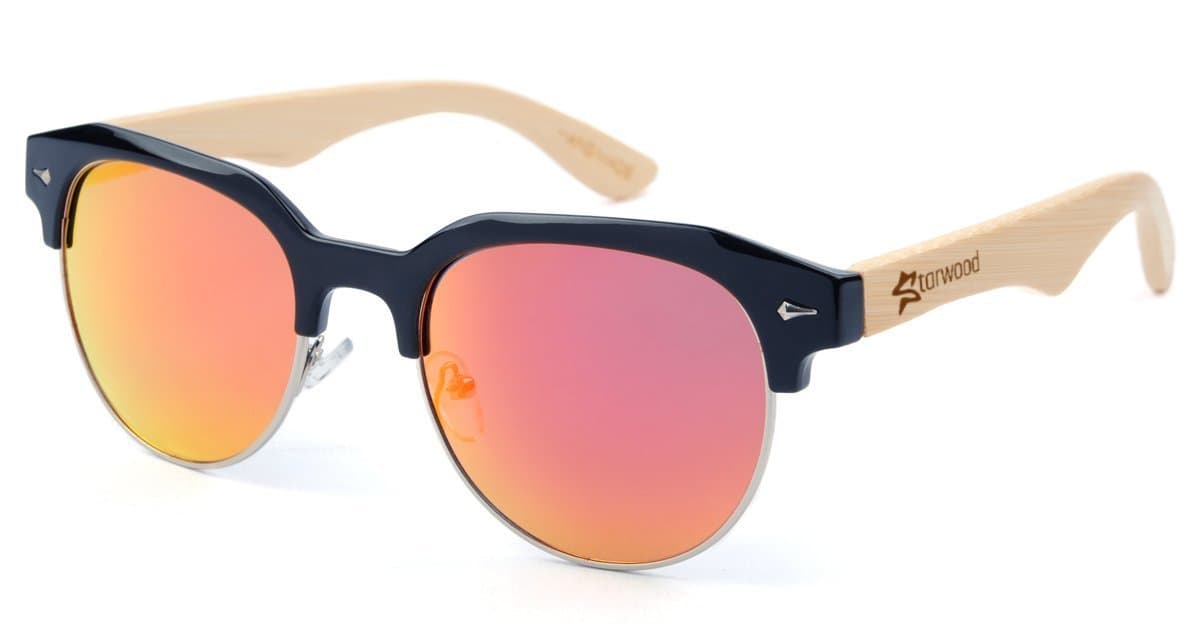 Starwood Clubmaster Handmade Bamboo Wood sunglasses (Polarized) - Red