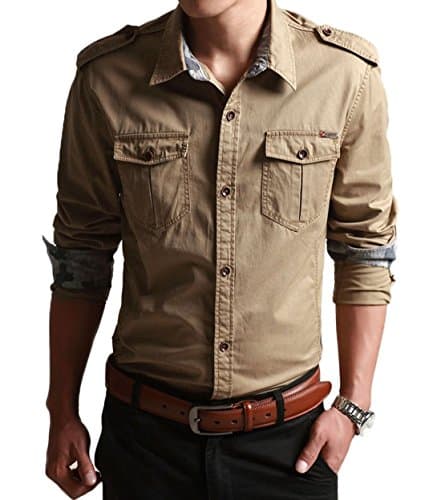 Men's Classic Retro Military Camouflage Lined Patchwork Shirt
