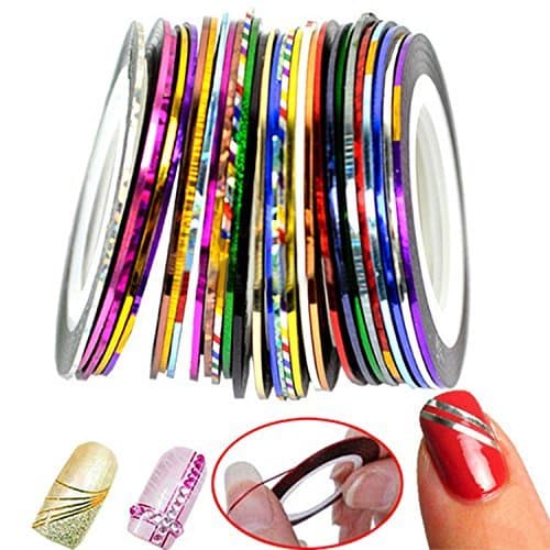 30 Colors Multicolor Mixed Colors Rolls Striping Tape Line Nail Art Decoration Sticker DIY Nail Tip