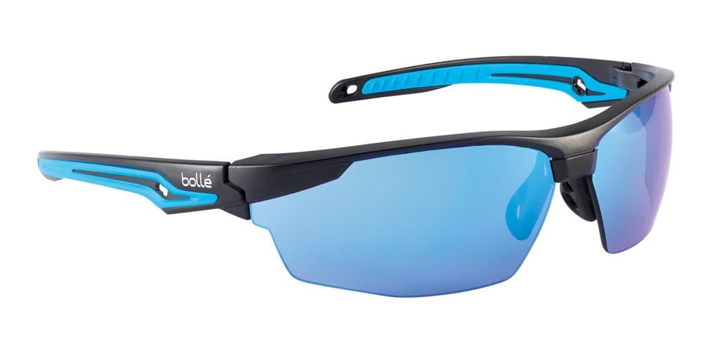 Bolle Safety 40304, Tryon Safety Glasses anti-scratch, Black/Blue frame, blue flash lenses, Black & Blue, Universal