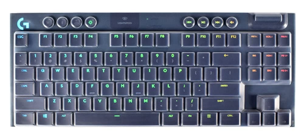 防塵シリコンキーボードスキンカバー Logitech G915 TKL テンキーレスライトスピードワイヤレスRGBメカニカルゲームキーボード用 G915 TKLキーボードスキンアクセサリー(クリア)