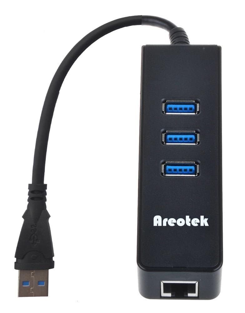 Areotek 3 Port USB3.0 Hub 10/100/1000 Gigabit Ethernet LAN Wired Network Adapter USB 3.0 to RJ45