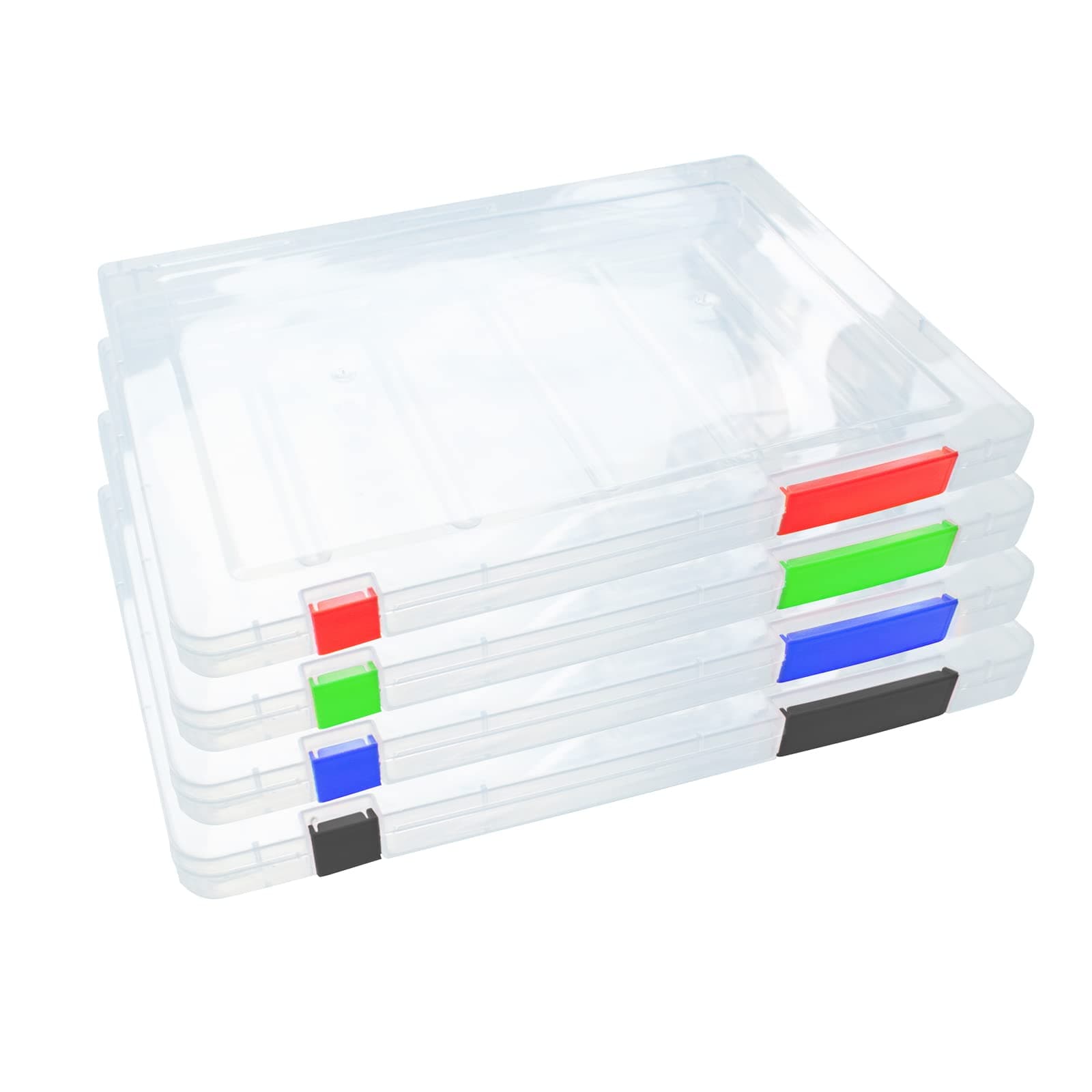 4 Pack Clear A4 File Box, Plastic Scrapbook Paper Storage Boxes Office Desk Documents Magazines Paper Cards Envelope Protector Storage Organizer (11.8 * 8.85 * 0.78in)