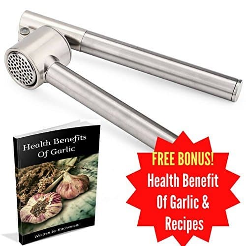 Just Add Summer - Professional Stainless Steel Garlic Press Squeezer - Great for Fresh, Packed and Peeled Garlic - Great Combination with Other Spices and Herbs