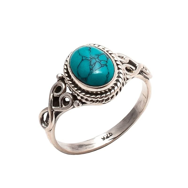 Turquoise Stone Ring 925 Sterling Silver Statement Ring For Women Handmade Gemstone Christmas Jewellery Gift For Her