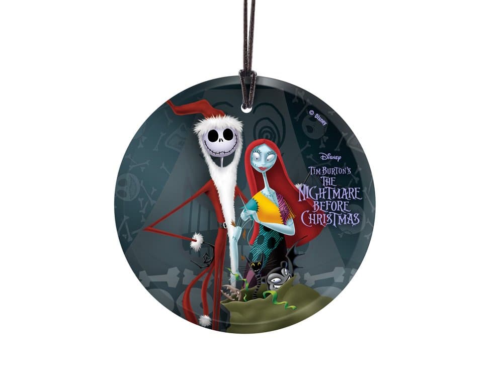 Trend Setters Nightmare Before Christmas - Santa Jack and Sally StarFire Prints Hanging Glass