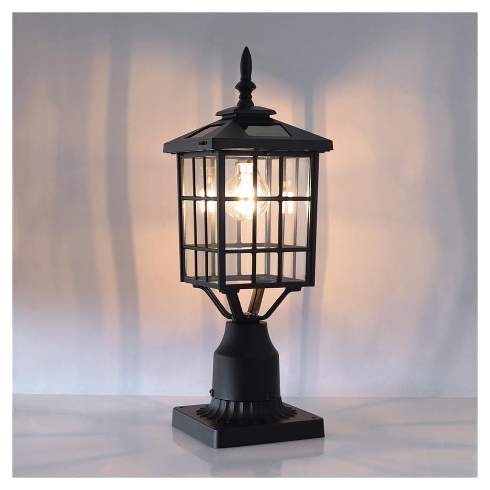 Kemeco ST4224Q-A LED Cast Aluminum Solar Post Light Fixture with 3-Inch Fitter Base for Outdoor Garden Post Pole Mount