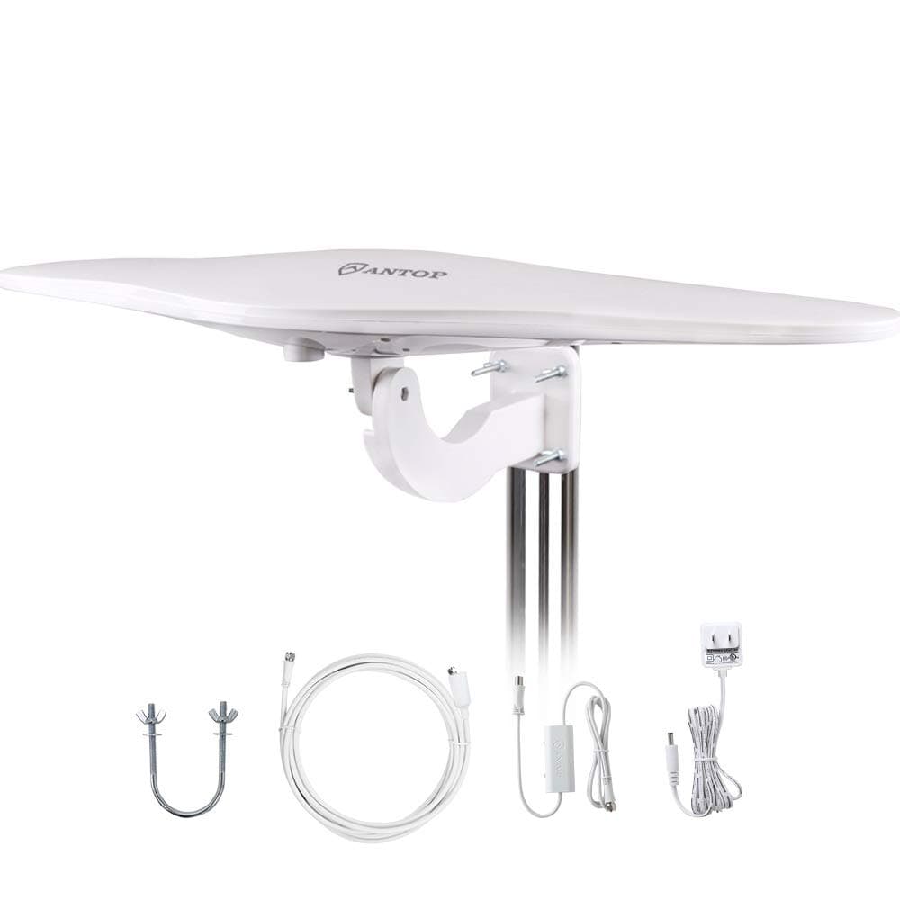 ANTOP Wing Omni-Directional Outdoor HDTV Antenna with Smartpass Amplifier &Noise-Free 4G Filter and UHF/VHF Enhanced for 70 Miles Reception,Fit for Outdoor/RV/Attic Use(33ft Coaxial Cable) AT-417B
