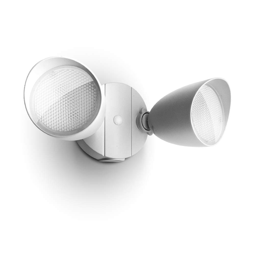 LUTEC 6222W-D2D Outdoor Security Wall Light Waterproof 2500 Lumens 32W Dual Head Flood Light Full Metal Design for Patio Garden Patio White