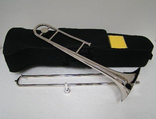RUGERI B FLAT NICKEL PLATED SLIDE TROMBONE WITH CARRYING CASE