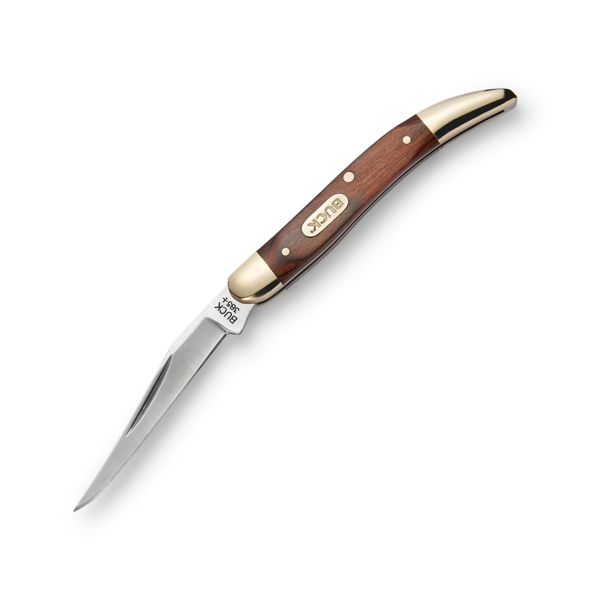 385 Toothpick Compact Folding Pocket Knife Wood Handle, 420J2 Stainless Steel Blade, EDC
