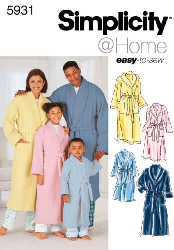 Simplicity Sewing Pattern 5931 Miss/Men/Child Sleepwear, A (XS-L/XS-XL)