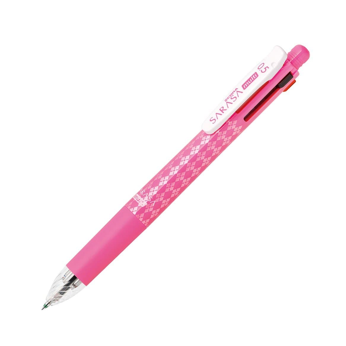 Zebra Sarasa Multi 0.5, Four Colors (Black, Red, Blue, Green) Gel Ballpoint Pen 0.5mm + Mechanical Pencil 0.5mm, Pink (Japan, Import)