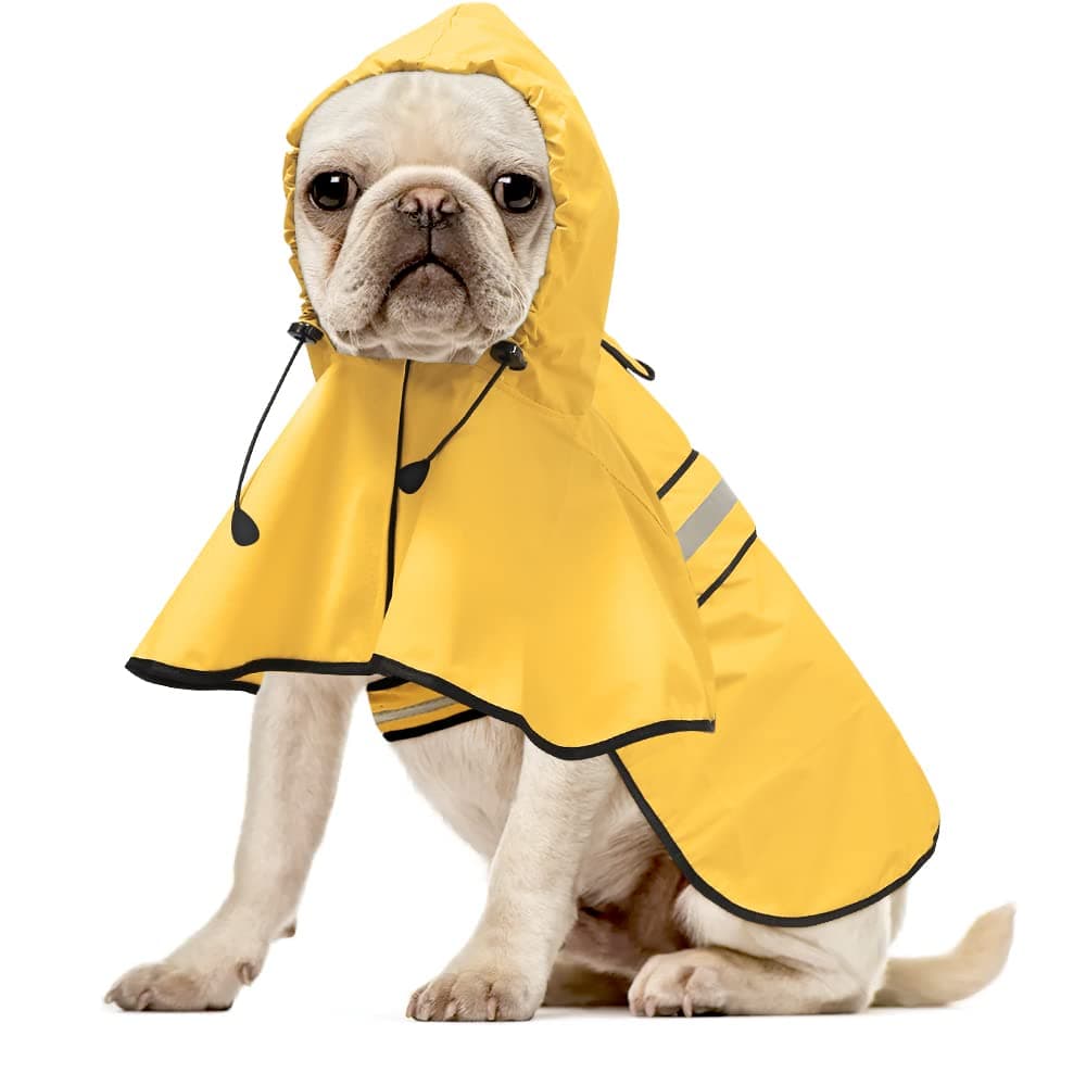 Reflective Dog Raincoat - Adjustable Waterproof Raincoat for Dogs, Lightweight Dog Hooded Slicker Rain Coat Poncho for Small to X- Large Dogs(Yellow, Medium)