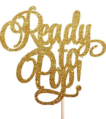 Ready to POP Gold Glitter Cake Topper Baby Shower New Party Boy Girl Welcome Home