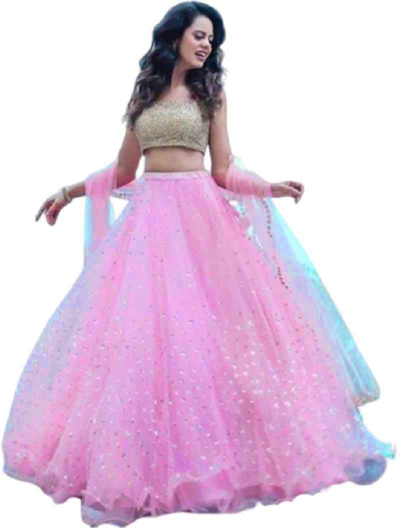 Salmon Pink and Red Zardosi styel Lehenga Set