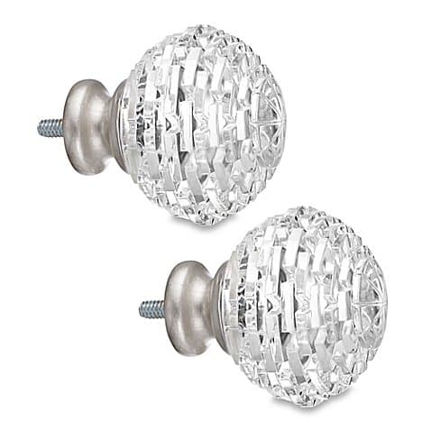 Cambria Classic Complete Fractured Facets Finial in Brushed Nickel (Set of 2)