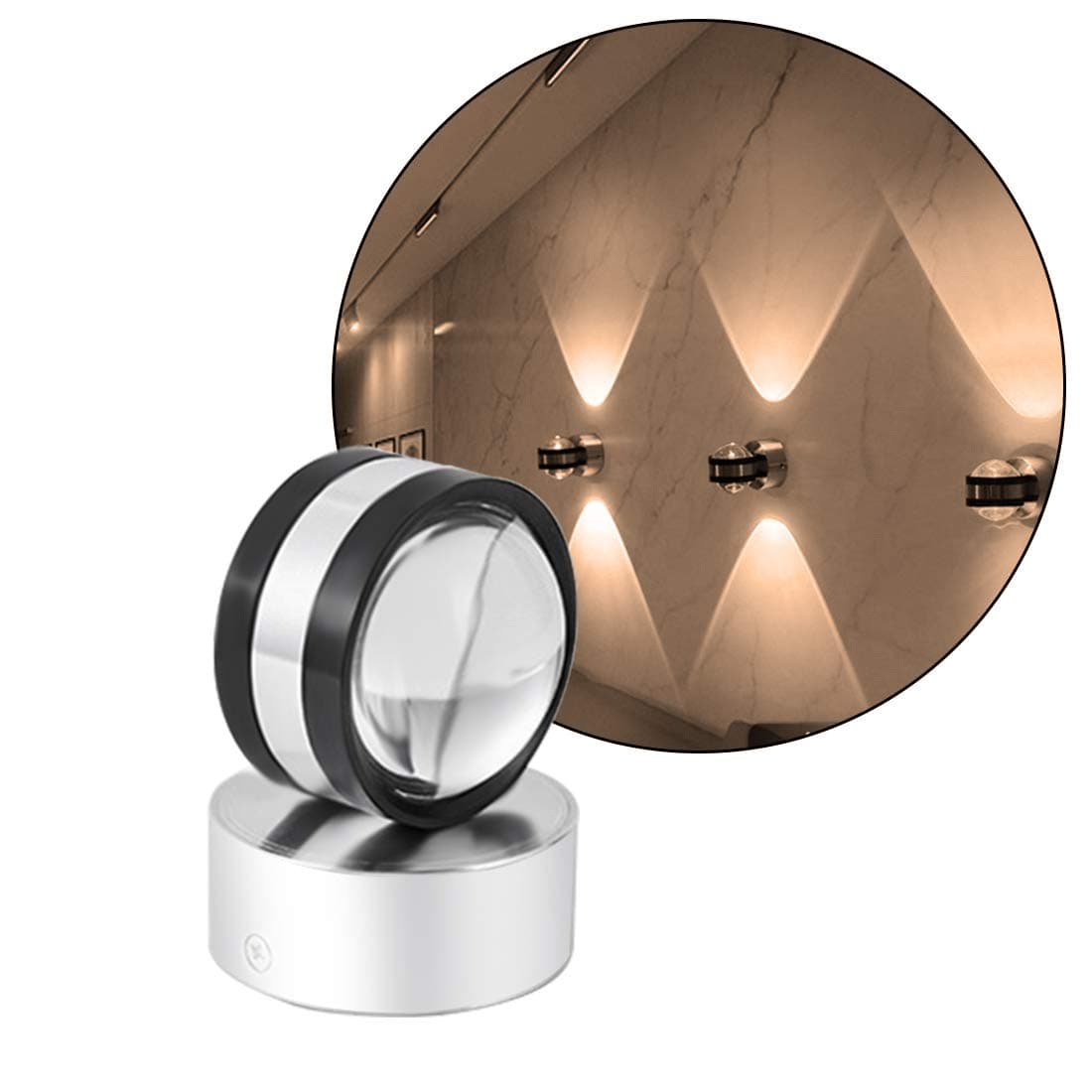 Awon AW168286 6w Aluminum LED Wall Sconces Lights Spot Light Sconce Lighting Double Crystal Glass Lens Modern White for Theater Studio Store Hall Porch Corridor Bedside Bedroom Mirror-light