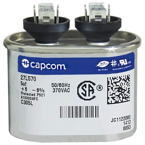 Genteq HC91CA005D - 5 uf MFD 370 Volt VAC - Carrier Oval Run Capacitor Upgrade
